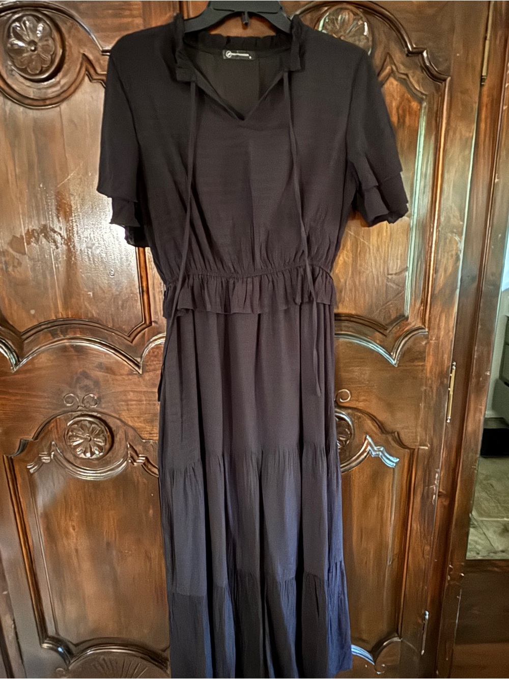 Black Ruffled Tiered Maxi Dress